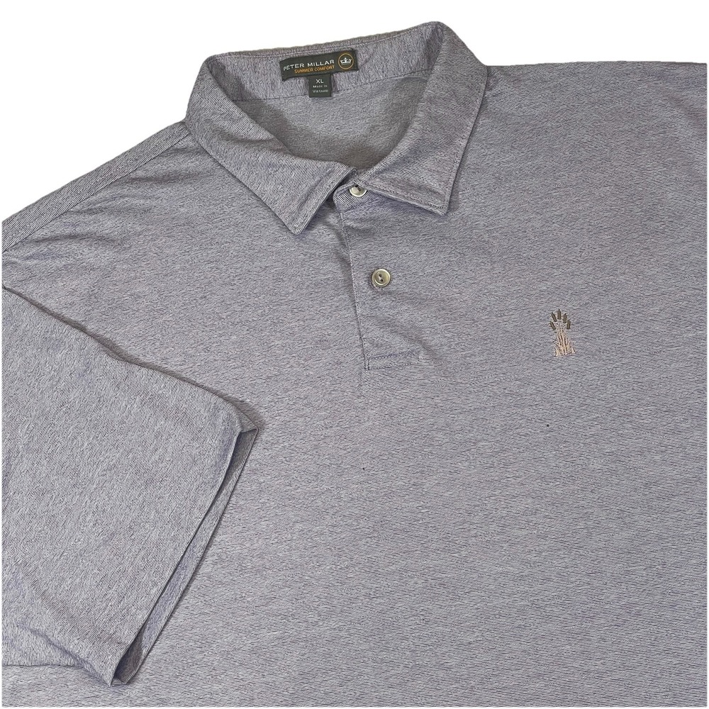 Peter Millar Polo Shirt Summer Comfort Pinstripe Purple Performance Golf Mens XL